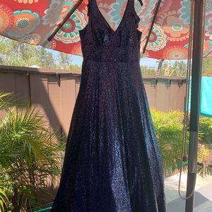 Navy Blue Sequin Ieena dress from Mac Duggal